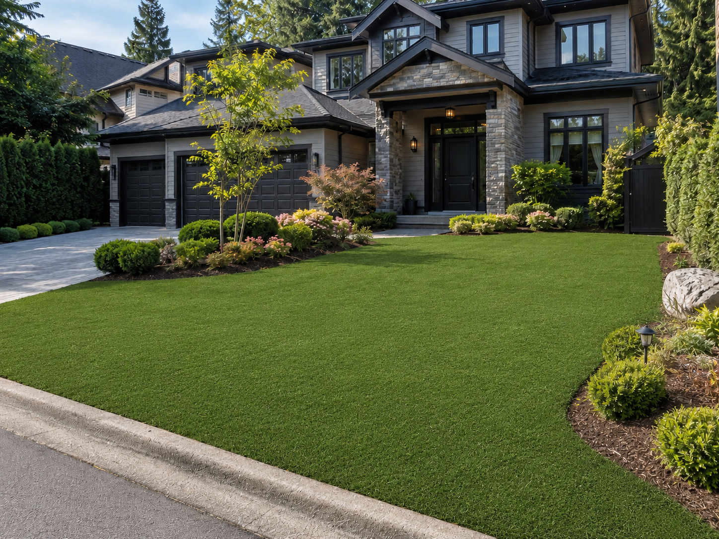 Same yard with turf lifted and groomed back to a full, even pile